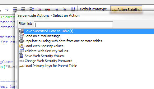 Server Side Actions Saverecord